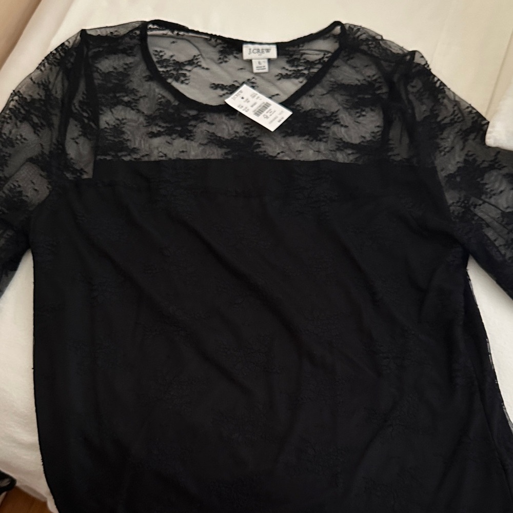 J. Crew Sheer Black Lace Blouse